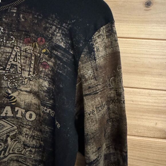 Y2K Vintage Cactus Size Large Chocolate Graphic All Over Print Tee - Picture 4 of 12